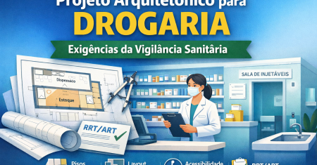 Projeto arquitetônico para drogaria e Vigilância Sanitária
